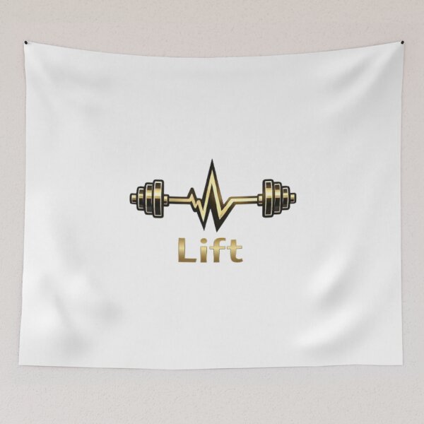 Item preview, Golden Barbell Heartbeat Lift – Metallic Gym and Bodybuilding Graphic designed and sold by Northern Glow Art.