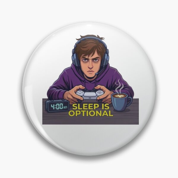 Item preview, Sleep Is Optional Gamer Quote – Funny 4AM Night Owl Gaming Cartoon designed and sold by Northern Glow Art.