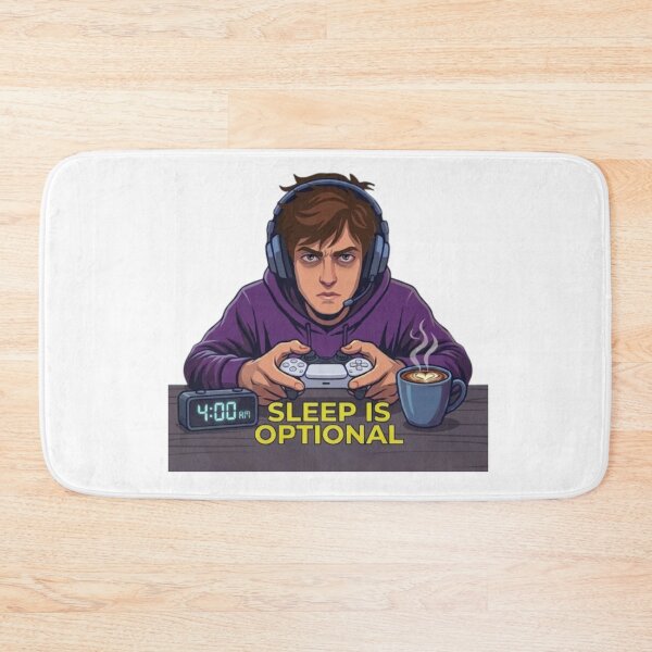 Item preview, Sleep Is Optional Gamer Quote – Funny 4AM Night Owl Gaming Cartoon designed and sold by Northern Glow Art.