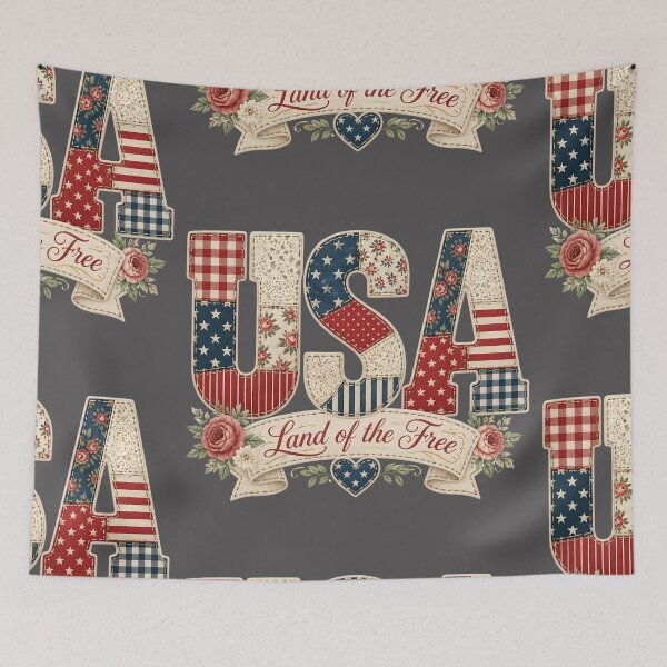 Item preview, Faux Patchwork Patriotic America 250 4th of July designed and sold by VectorJoy.