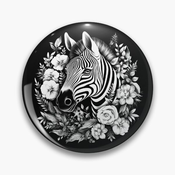 Item preview, Black and White Floral Zebra Portrait designed and sold by inkoutninja.
