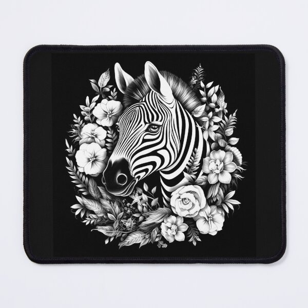 Item preview, Black and White Floral Zebra Portrait designed and sold by inkoutninja.