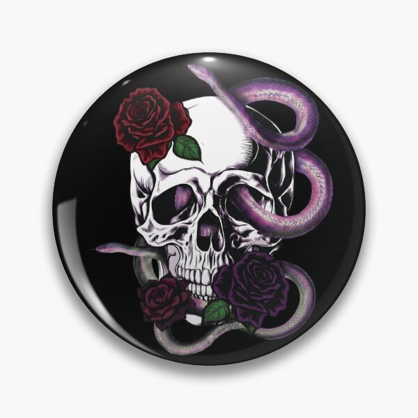 Item preview, Skeleton Skulls Dark Red Roses and Snakes Entwined designed and sold by PugD.