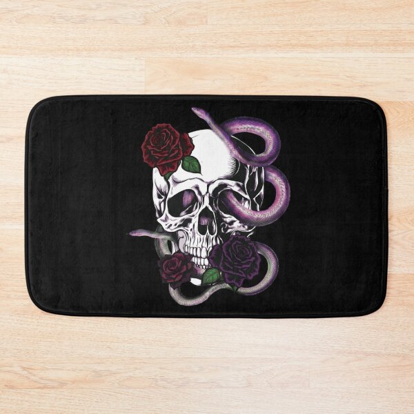 Item preview, Skeleton Skulls Dark Red Roses and Snakes Entwined designed and sold by PugD.