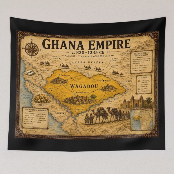 Item preview, Ghana Empire Map | Ancient West African Kingdom circa 830–1235 CE designed and sold by AtlasFactory.