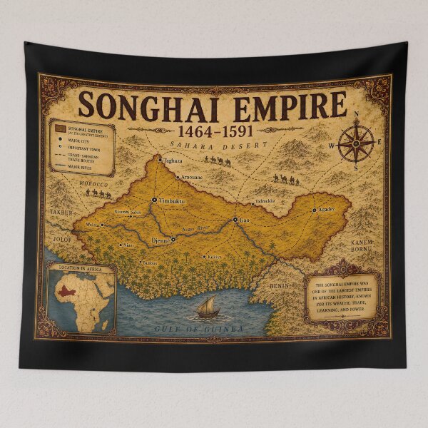 Item preview, Songhai Empire Map (1464–1591 CE) African History Atlas Poster designed and sold by AtlasFactory.
