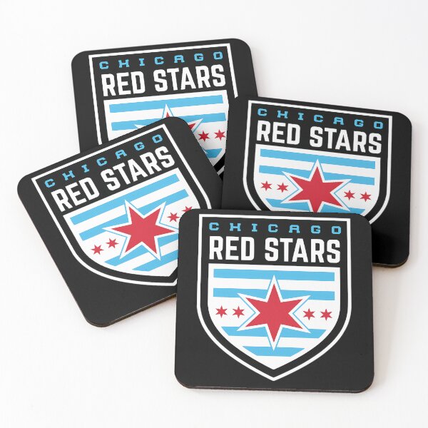Item preview, Sports Shield Badge With Light Blue Stripes And Six Pointed Red Stars designed and sold by fouadbihmidine.