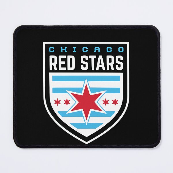 Item preview, Sports Shield Badge With Light Blue Stripes And Six Pointed Red Stars designed and sold by fouadbihmidine.