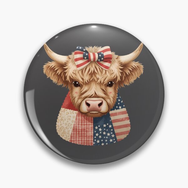 Item preview, Highland Cow Patchwork Patriotic America 250 July 4th designed and sold by VectorJoy.