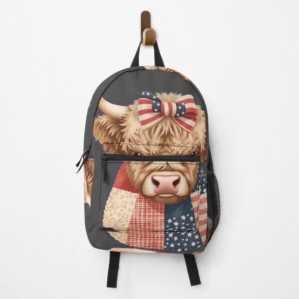 Item preview, Highland Cow Patchwork Patriotic America 250 July 4th designed and sold by VectorJoy.