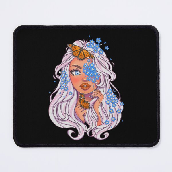 Item preview, Forget Me Not Elegant Blue Floral Girl Art designed and sold by Miikolunaa.