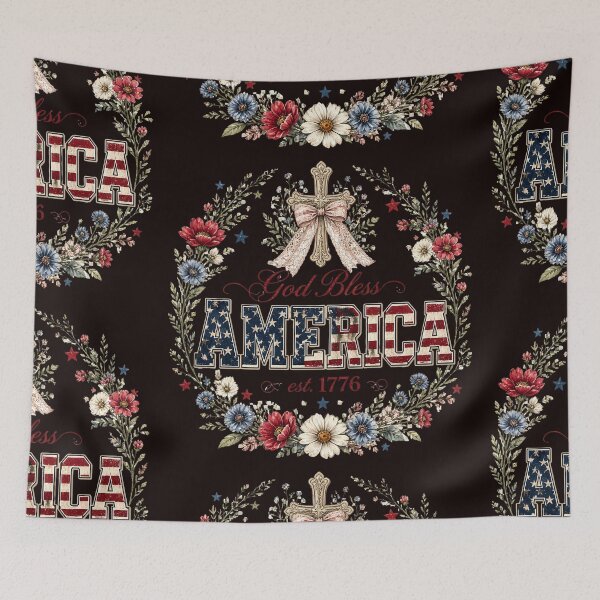 Item preview, Dios bendiga a América Cruz Floral 4 de Julio 250 designed and sold by VectorJoy.