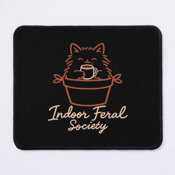 Item preview, Indoor Feral Society Cozy Cat Coffee Lover Vintage Line Art designed and sold by  BlankPaper Clothing.
