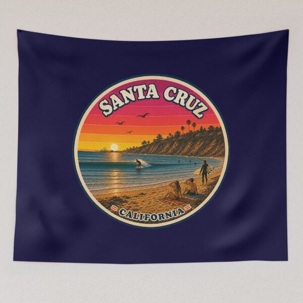 Item preview, Santa Cruz Surf Retro California Sunset Badge designed and sold by Swanny's Custom T-shirt and Gift Designs.