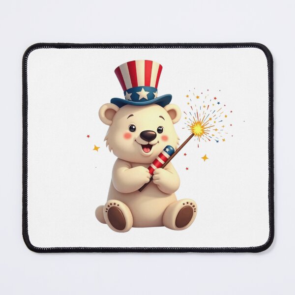 Item preview, Cute Patriotic Teddy Bear with Uncle Sam Hat and Sparkler USA designed and sold by VeloraCrafts.