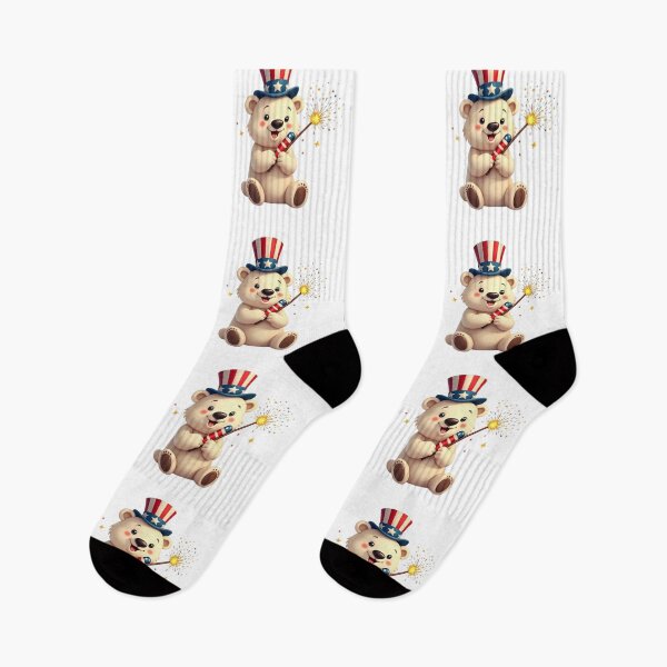 Item preview, Cute Patriotic Teddy Bear with Uncle Sam Hat and Sparkler USA designed and sold by VeloraCrafts.