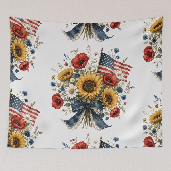 Item preview, Patriotic Sunflower Boho Floral America 250 July 4th designed and sold by VectorJoy.