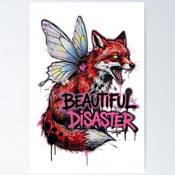 Item preview, Beautiful Disaster Fox | Feral Pink Chaos designed and sold by IronDissident.
