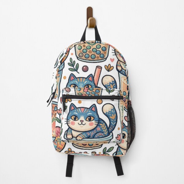 Item preview, Cute Cats in Bubble Tea Pattern designed and sold by Iampoji.