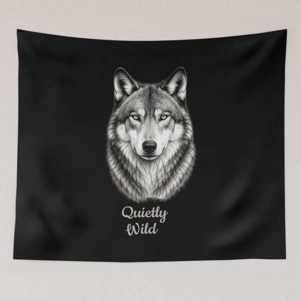 Item preview, Wolf Art | Quietly Wild | Wildlife Nature Black and White Illustration designed and sold by Made by Tamar.