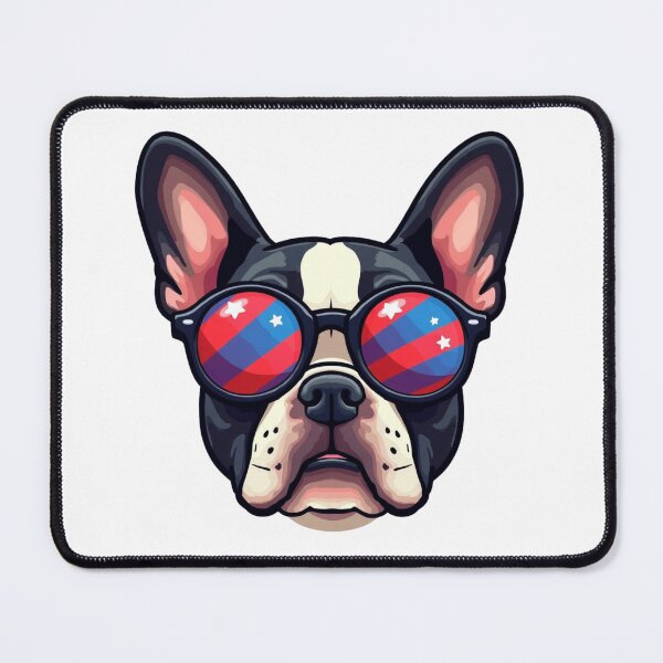 Item preview, Cool Patriotic Boston Terrier Dog with USA Flag Sunglasses designed and sold by VeloraCrafts.