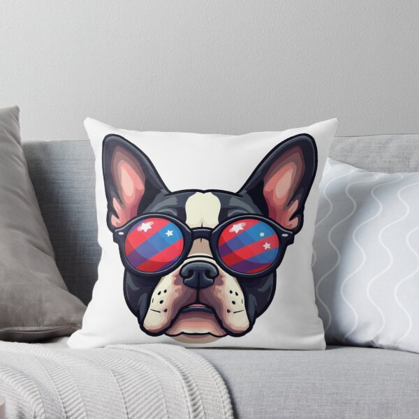 Item preview, Cool Patriotic Boston Terrier Dog with USA Flag Sunglasses designed and sold by VeloraCrafts.