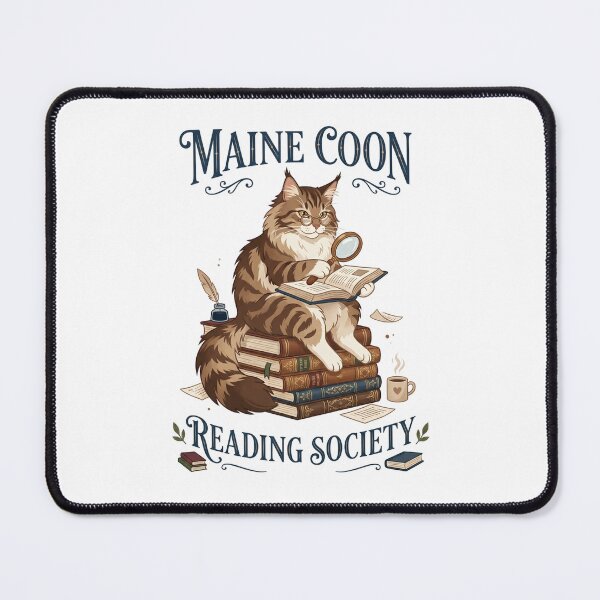 Item preview, Maine Coon Reading Society Library Bookworm Cat designed and sold by PictoVibe.