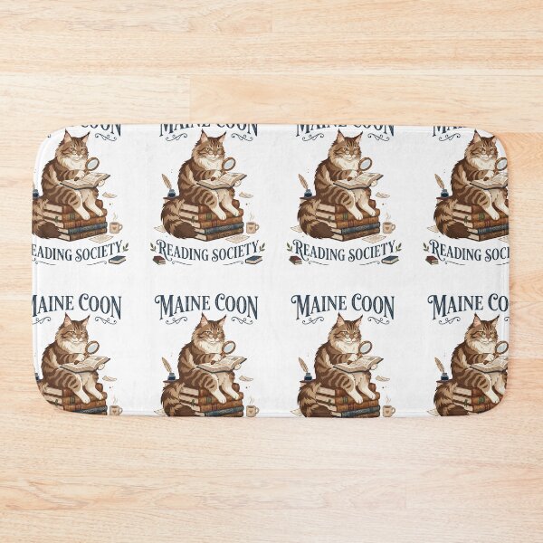 Item preview, Maine Coon Reading Society Library Bookworm Cat designed and sold by PictoVibe.