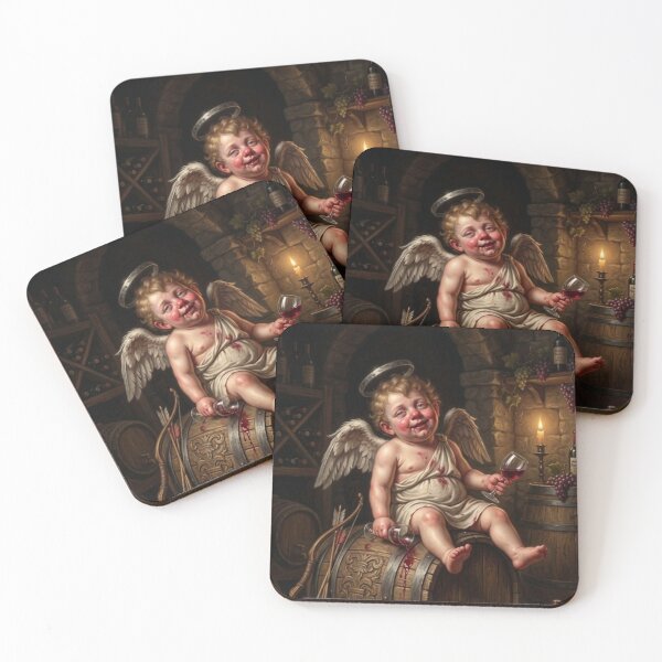 Item preview, Drunken Cupid on a wine barrel – Realistic illustration designed and sold by Antik by Schulz.