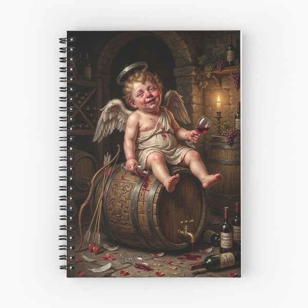 Item preview, Drunken Cupid on a wine barrel – Realistic illustration designed and sold by Antik by Schulz.