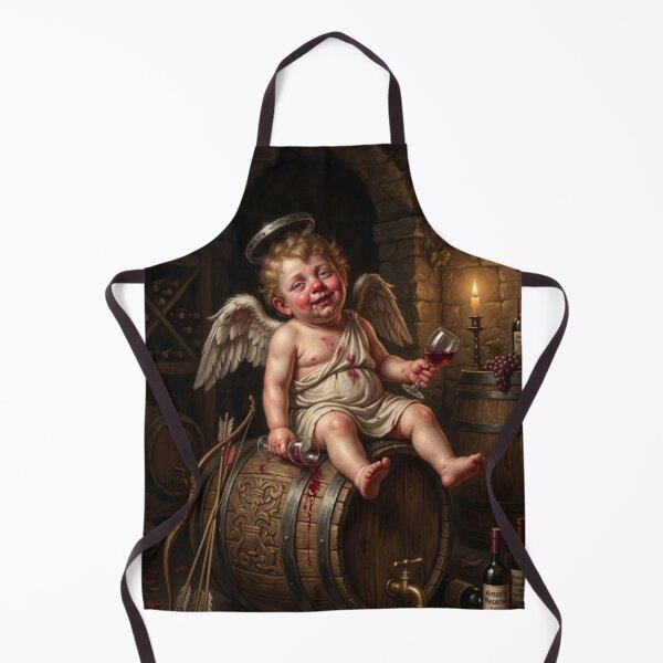 Item preview, Drunken Cupid on a wine barrel – Realistic illustration designed and sold by Antik by Schulz.