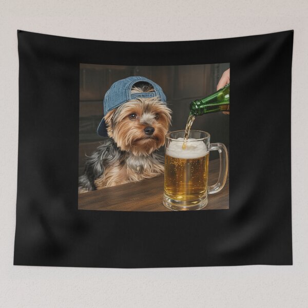 Item preview, Yorkie Drinking Beer Funny Dog Meme designed and sold by Hedoraxe.