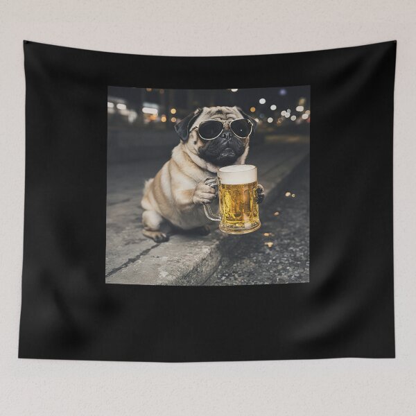 Item preview, Pug Drinking Beer Funny Dog Meme designed and sold by Hedoraxe.