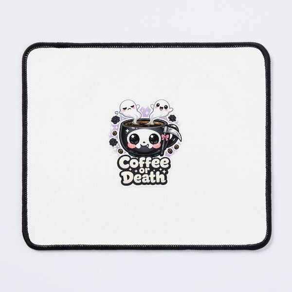 Item preview, Coffee or Death Kawaii Goth Sticker — Cute Skull Coffee Cup Dark Humor Sticker designed and sold by tammss.stickers.