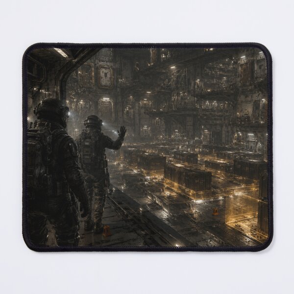Item preview, Derelict Spaceship Cargo Bay Print | Dark Sci-Fi Industrial Starship Interior Wall Art designed and sold by Element Horizon Studio.