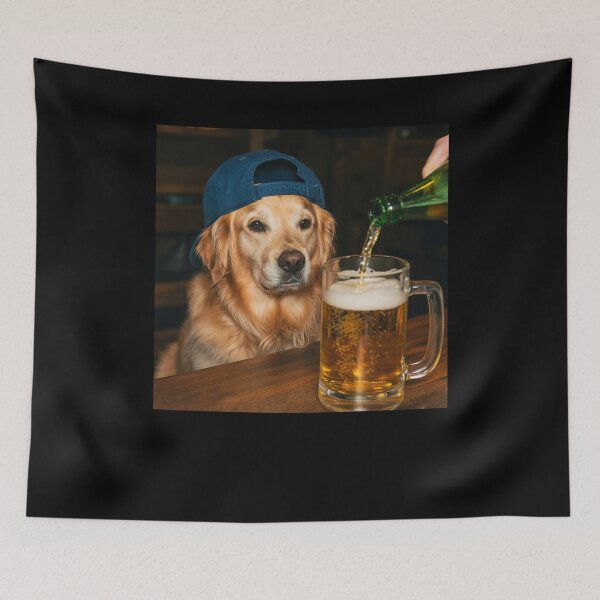 Item preview, Golden Retriever Drinking Beer Funny Meme designed and sold by suhairee-studio.