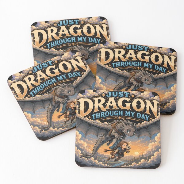 Item preview, Just Dragon Through My Day | Funny Fantasy Dragon Coffee Adventure designed and sold by High Hog Art & Design .