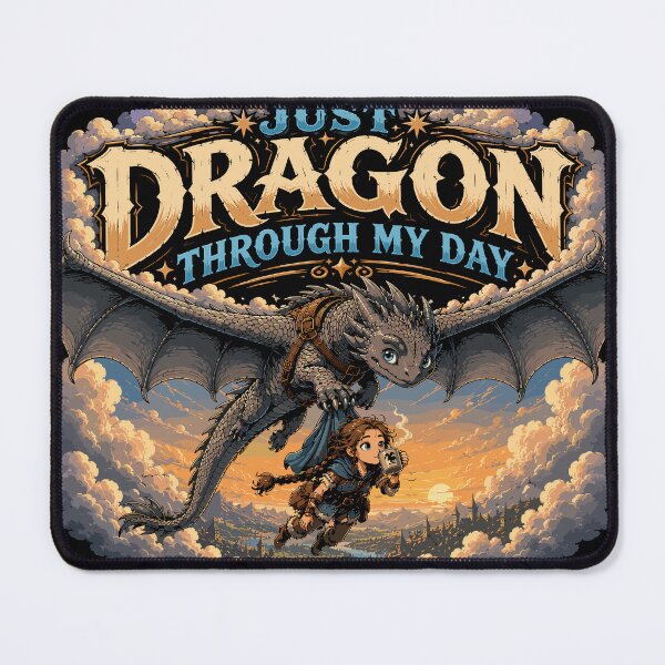 Item preview, Just Dragon Through My Day | Funny Fantasy Dragon Coffee Adventure designed and sold by High Hog Art & Design .