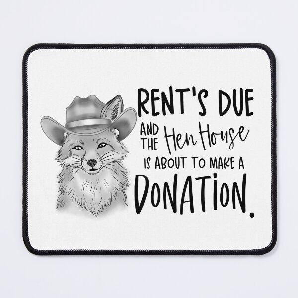 Item preview, Rent’s Due Cowboy Fox | Funny Hen House Sticker, Shirt & Print - Black and White Version designed and sold by Ink & Kind Studio.
