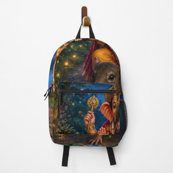Item preview, The Divine Ride – Lord Ganesha Riding Mushika Under the Moon | Hindu Mythology AI Art Print designed and sold by Homyar.