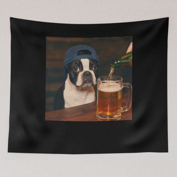 Item preview, Boston Terrier Drinking Beer Funny Dog Meme designed and sold by suhairee-studio.