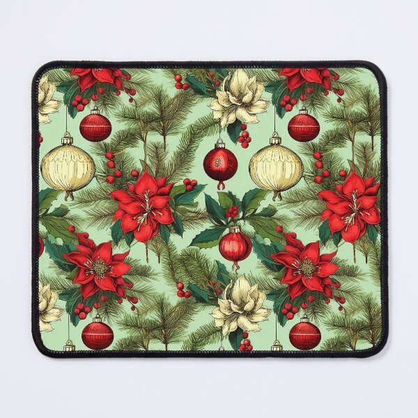 Item preview, Vintage Christmas Poinsettias And Antique Xmas Ornaments Pattern designed and sold by DEC02.