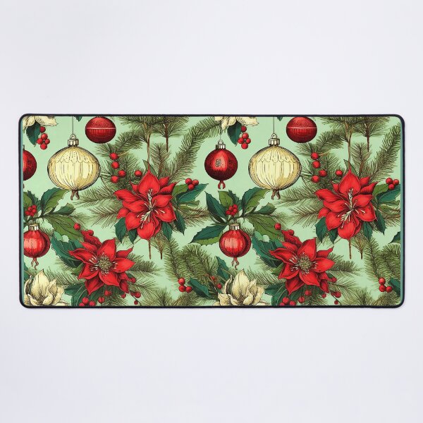 Item preview, Vintage Christmas Poinsettias And Antique Xmas Ornaments Pattern designed and sold by DEC02.