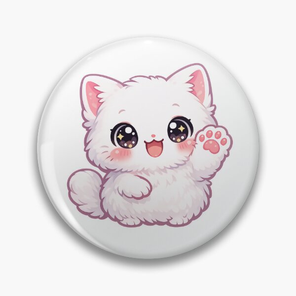 Item preview, Happy Waving Fluffy White Kitten designed and sold by HoloHugDesigns.