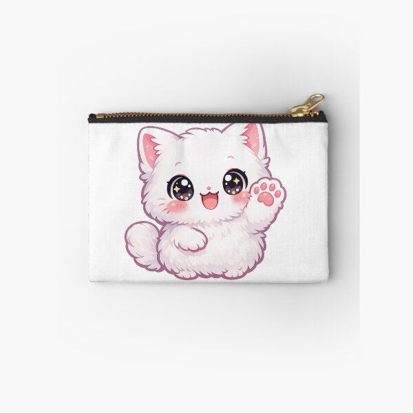 Item preview, Happy Waving Fluffy White Kitten designed and sold by HoloHugDesigns.