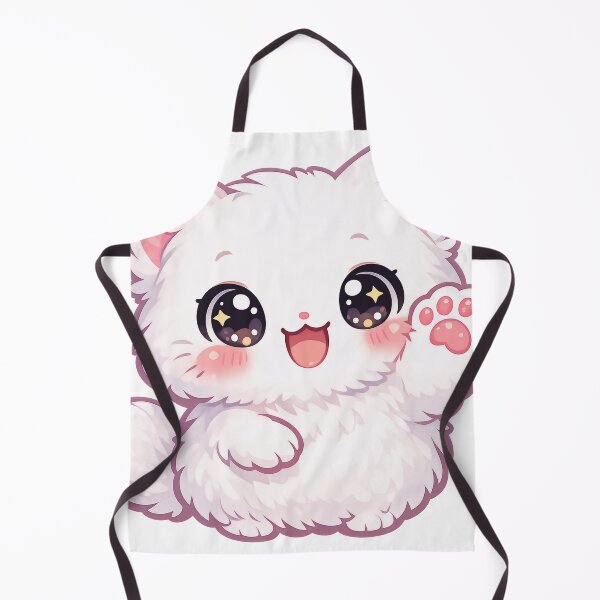 Item preview, Happy Waving Fluffy White Kitten designed and sold by HoloHugDesigns.