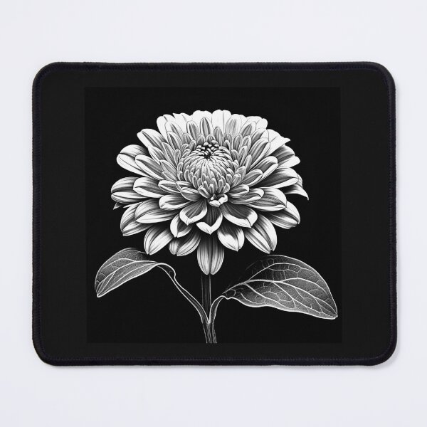 Item preview, Black and White Chrysanthemum Botanical Illustration designed and sold by inkoutninja.