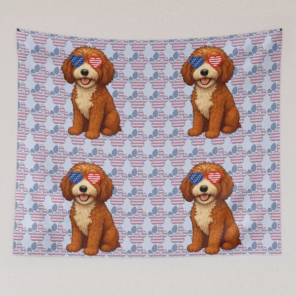 Item preview, Patriotic paw print wallpaper with Leo Doodle designed and sold by Doodles Down South.