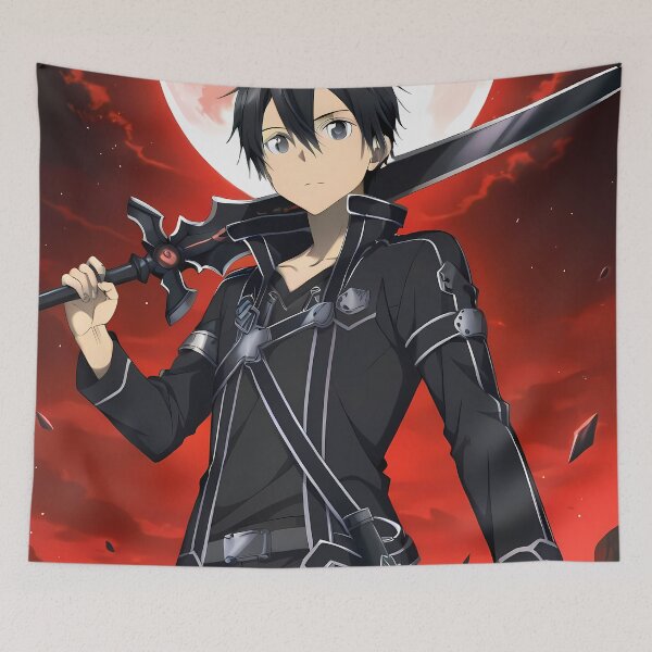 Item preview, Kirito Sword Art Online Red Moon Heroic Stance designed and sold by Williamhallano.