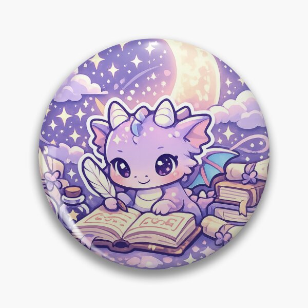 Item preview, Moonlit Dragon Study Sticker Kawaii Fantasy Reader Aesthetic for Book Lovers & Students designed and sold by CutePrintCorner.